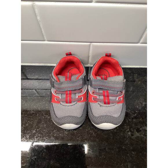 stride rite kids size us 4 leather Motion kylo sneaker shoes gray and red - Picture 4 of 11